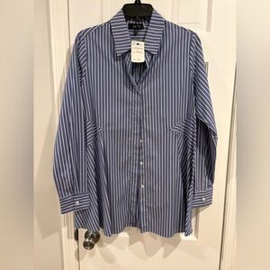 Blue Striped women blouse, size M